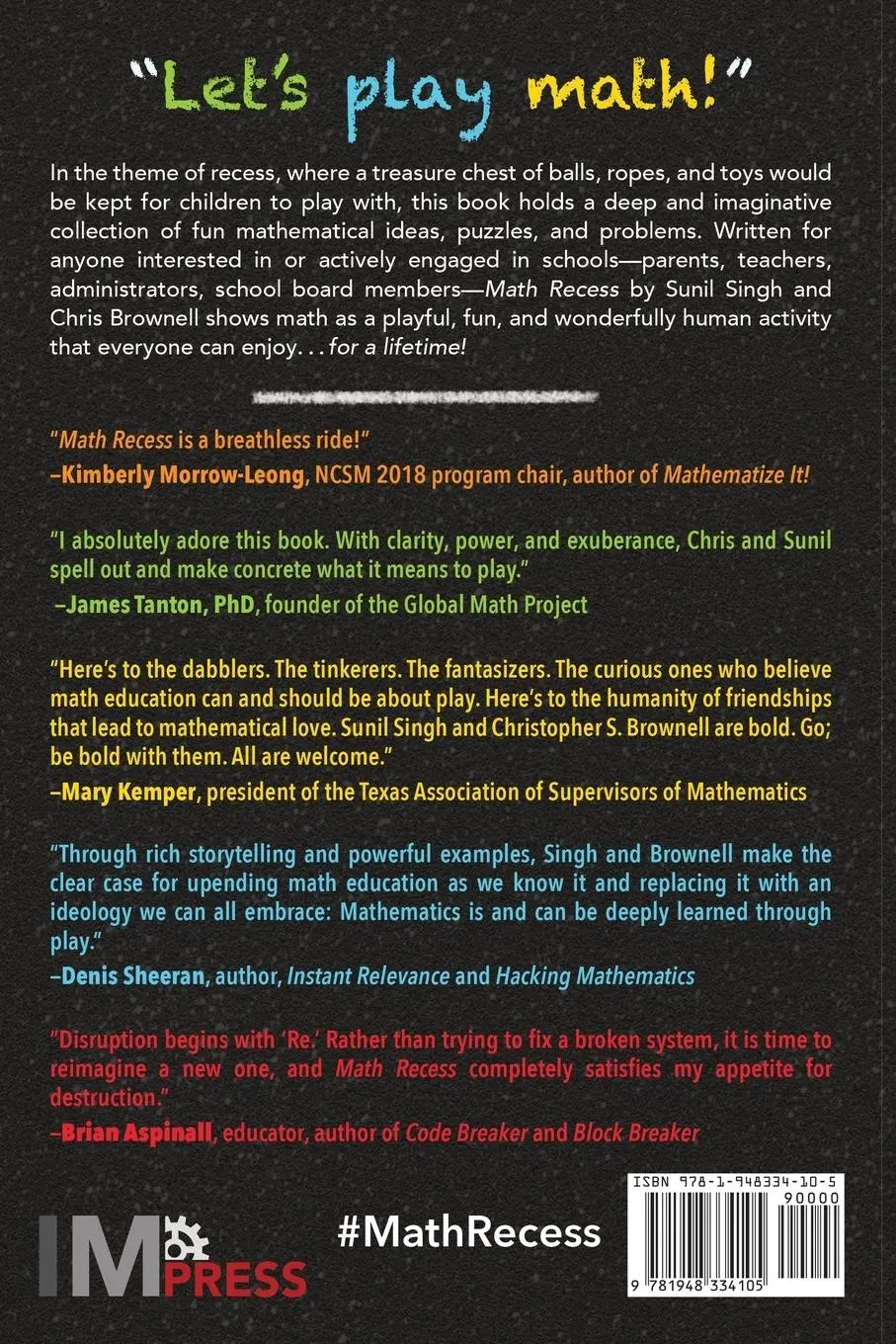 Rückseite: 9781948334105 | Math Recess | Playful Learning for an Age of Disruption | Taschenbuch