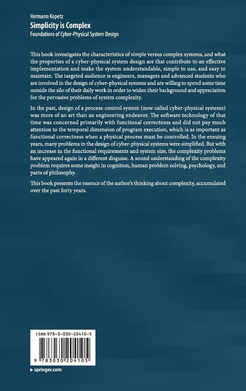 Rückseite: 9783030204105 | Simplicity is Complex | Foundations of Cyber-Physical System Design