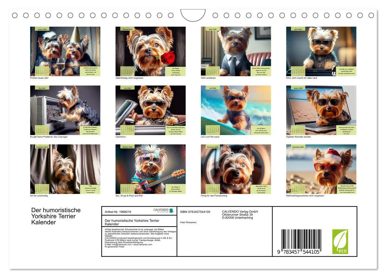 Bild: 9783457544105 | Der humoristische Yorkshire Terrier Kalender (Wandkalender 2026 DIN...