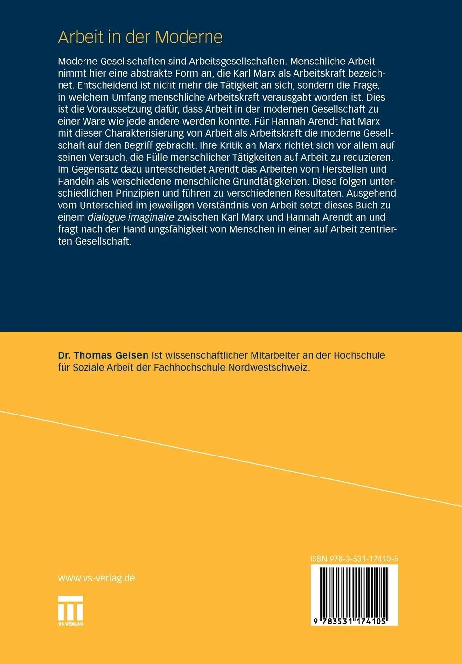 Rückseite: 9783531174105 | Arbeit und Subjektwerdung in der Moderne | Thomas Geisen | Taschenbuch