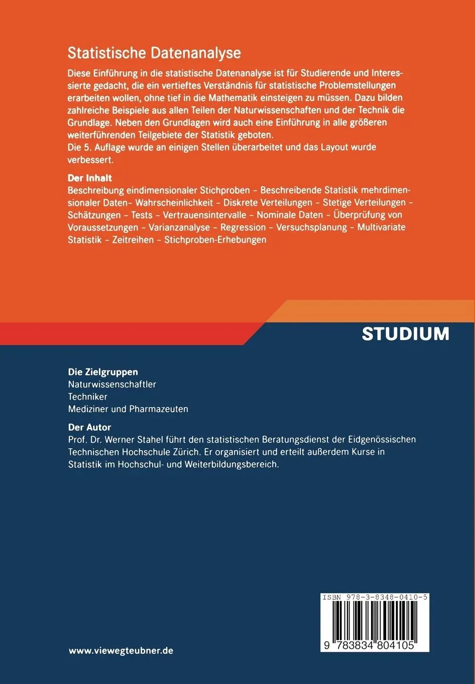 Rückseite: 9783834804105 | Statistische Datenanalyse | Eine Einführung für Naturwissenschaftler