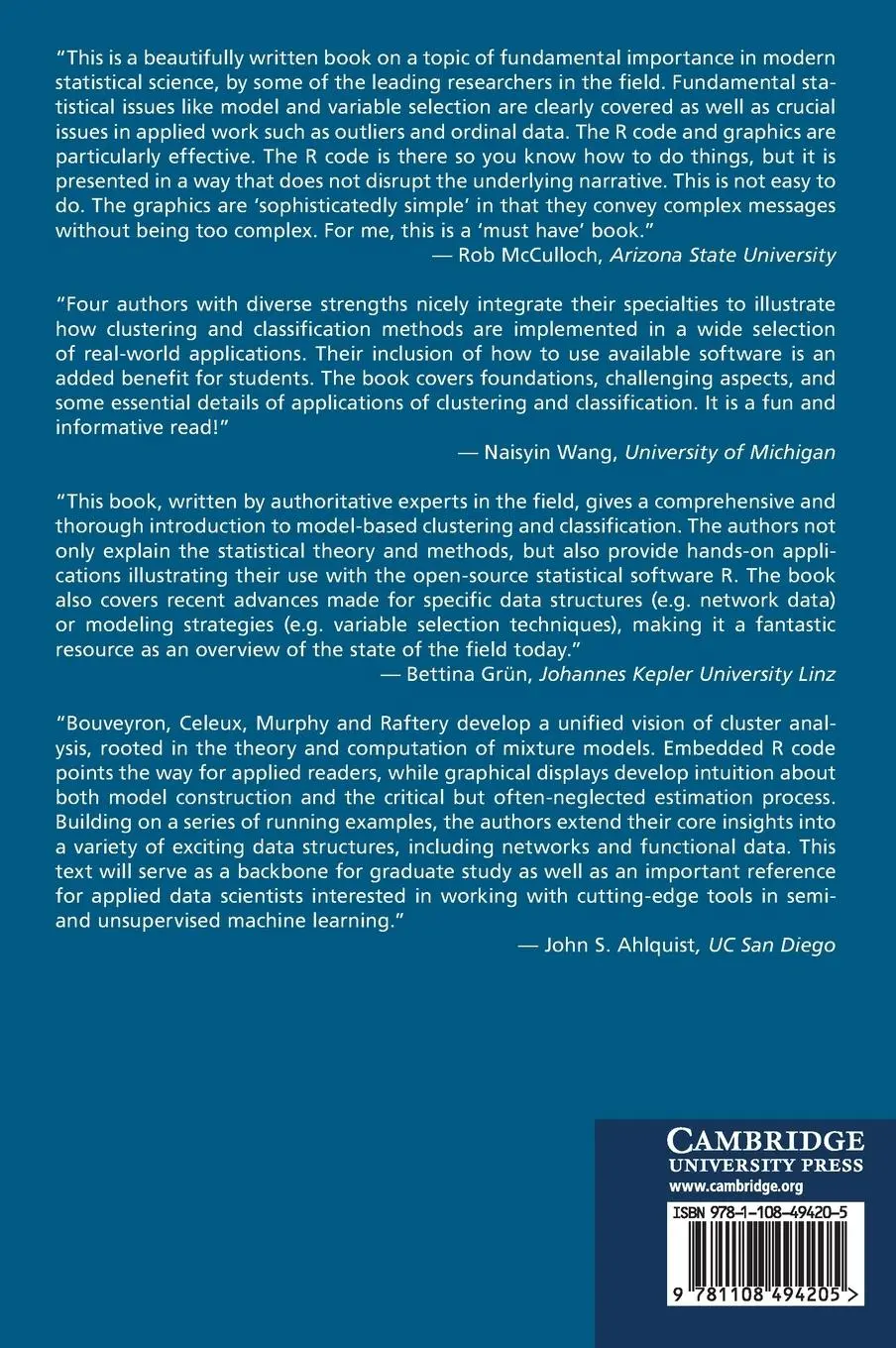 Rückseite: 9781108494205 | Model-based Clustering and Classification for Data Science | Buch