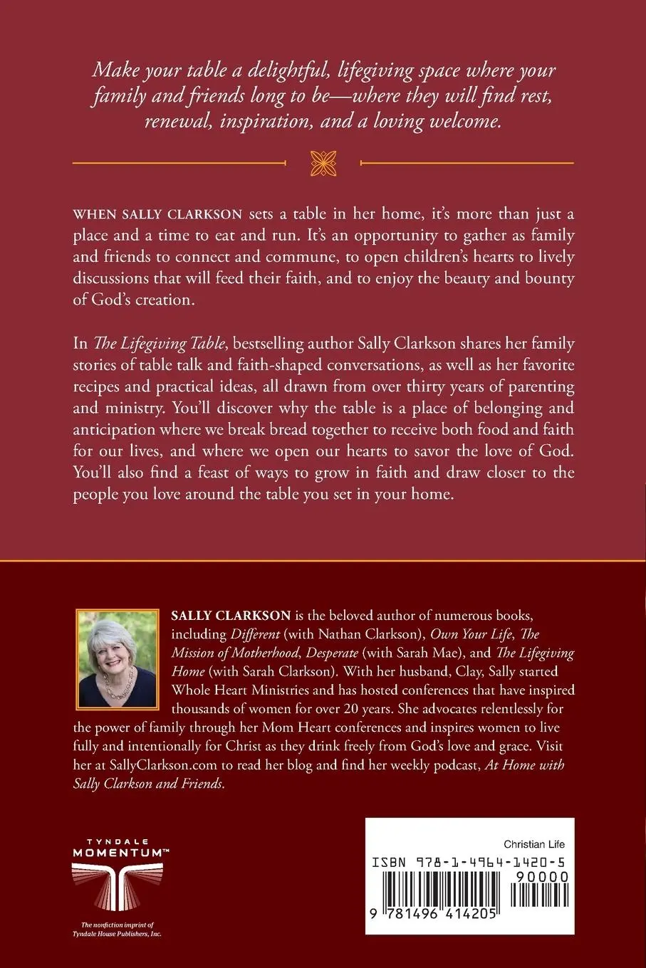 Rückseite: 9781496414205 | The Lifegiving Table | Sally Clarkson | Taschenbuch | Englisch | 2017