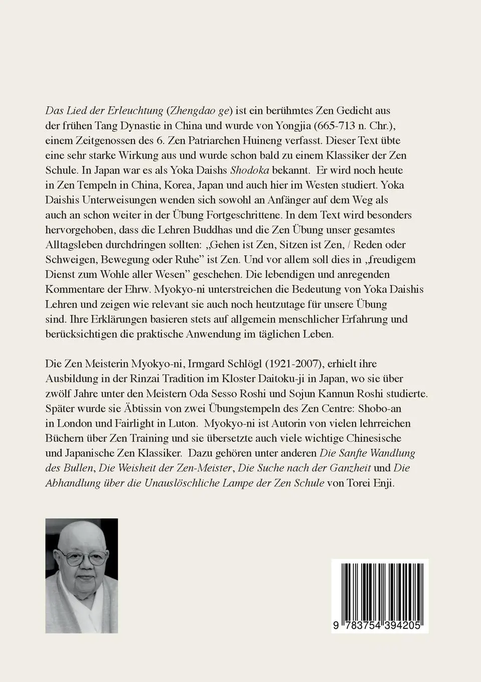 Rückseite: 9783754394205 | Das Lied der Erleuchtung | Ehrw. Myokyo-ni Irmgard Schlögl | Buch