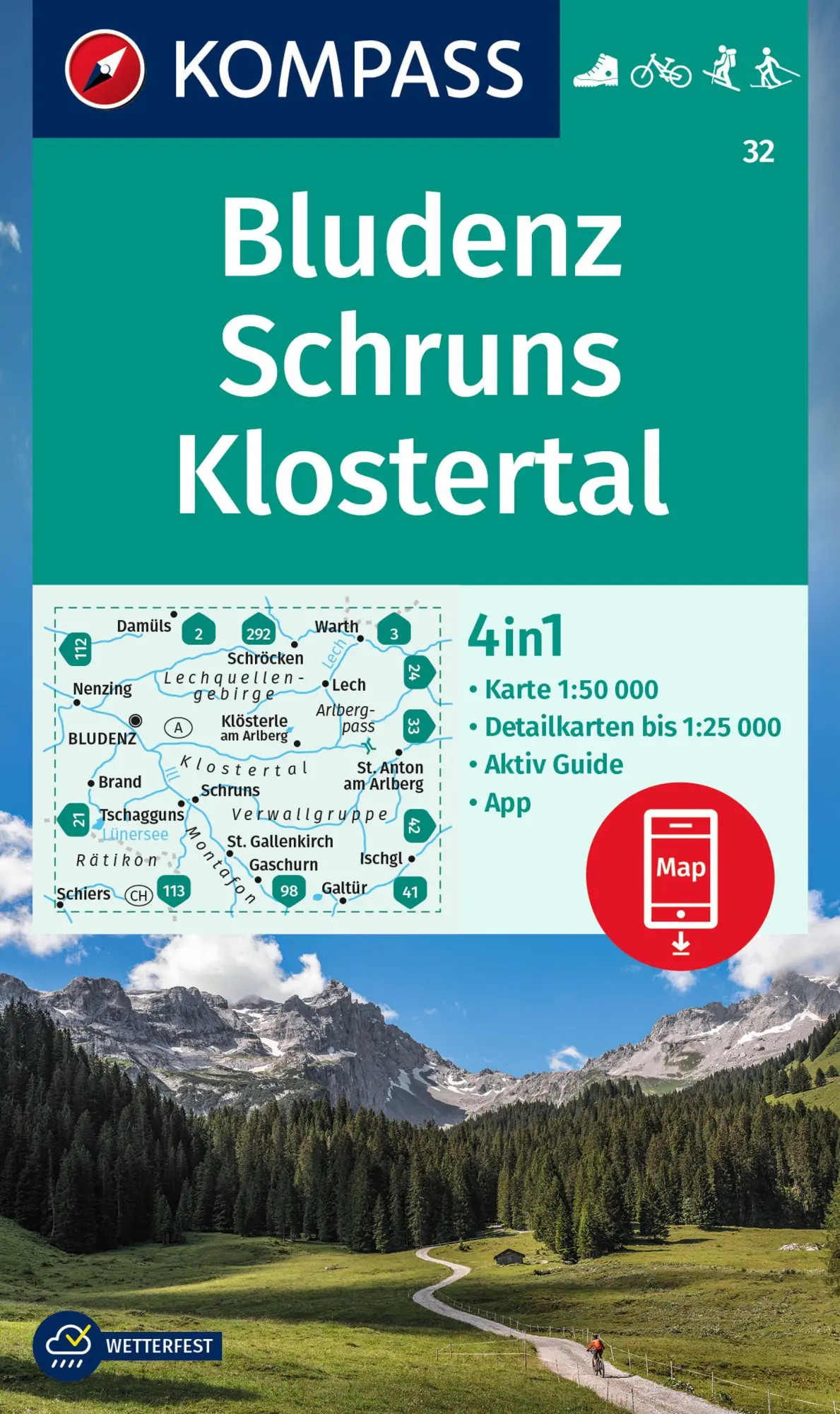 Cover: 9783991214205 | KOMPASS Wanderkarte 32 Bludenz-Schruns 1:50.000 | (Land-)Karte | 1 S.