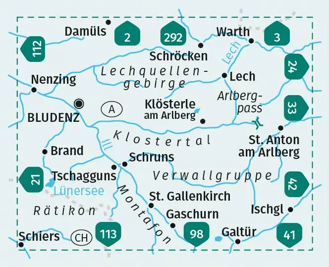 Bild: 9783991214205 | KOMPASS Wanderkarte 32 Bludenz-Schruns 1:50.000 | (Land-)Karte | 1 S.