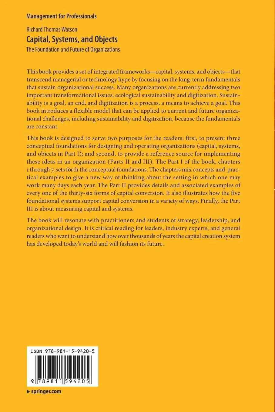 Rückseite: 9789811594205 | Capital, Systems, and Objects | Richard Thomas Watson | Taschenbuch