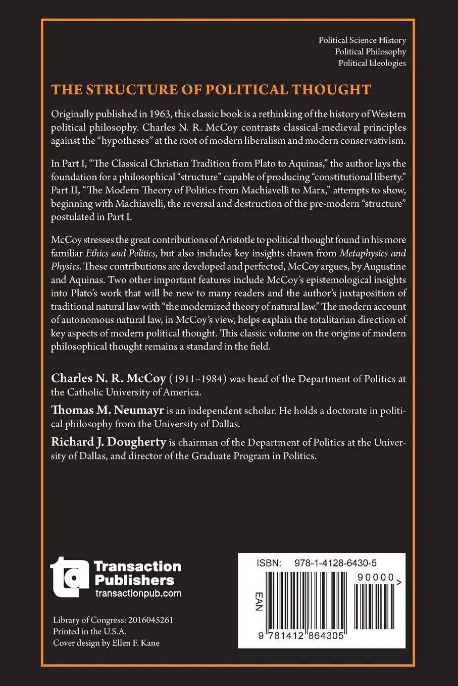 Rückseite: 9781412864305 | The Structure of Political Thought | Charles N. R. McCoy | Taschenbuch
