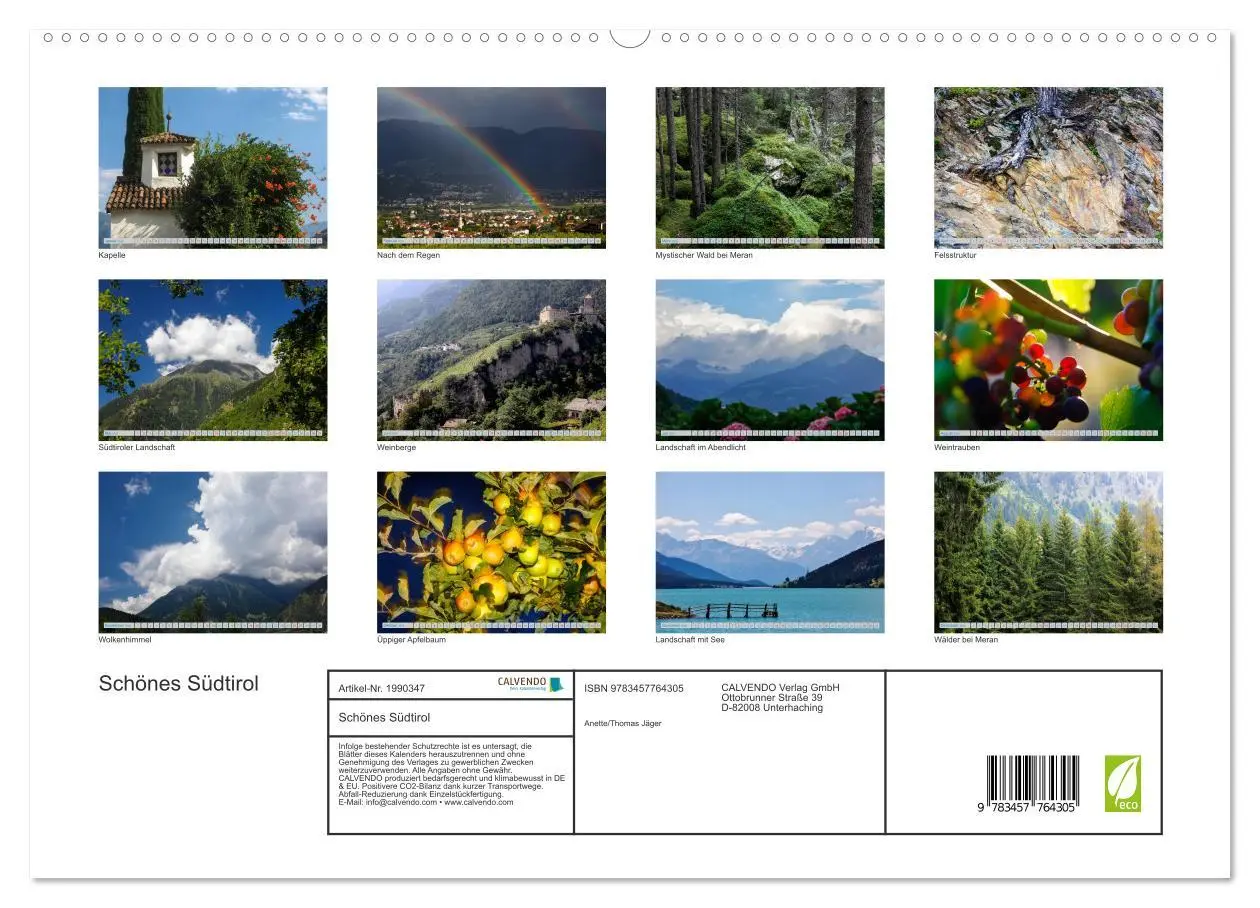 Bild: 9783457764305 | Schönes Südtirol (hochwertiger Premium Wandkalender 2026 DIN A2...