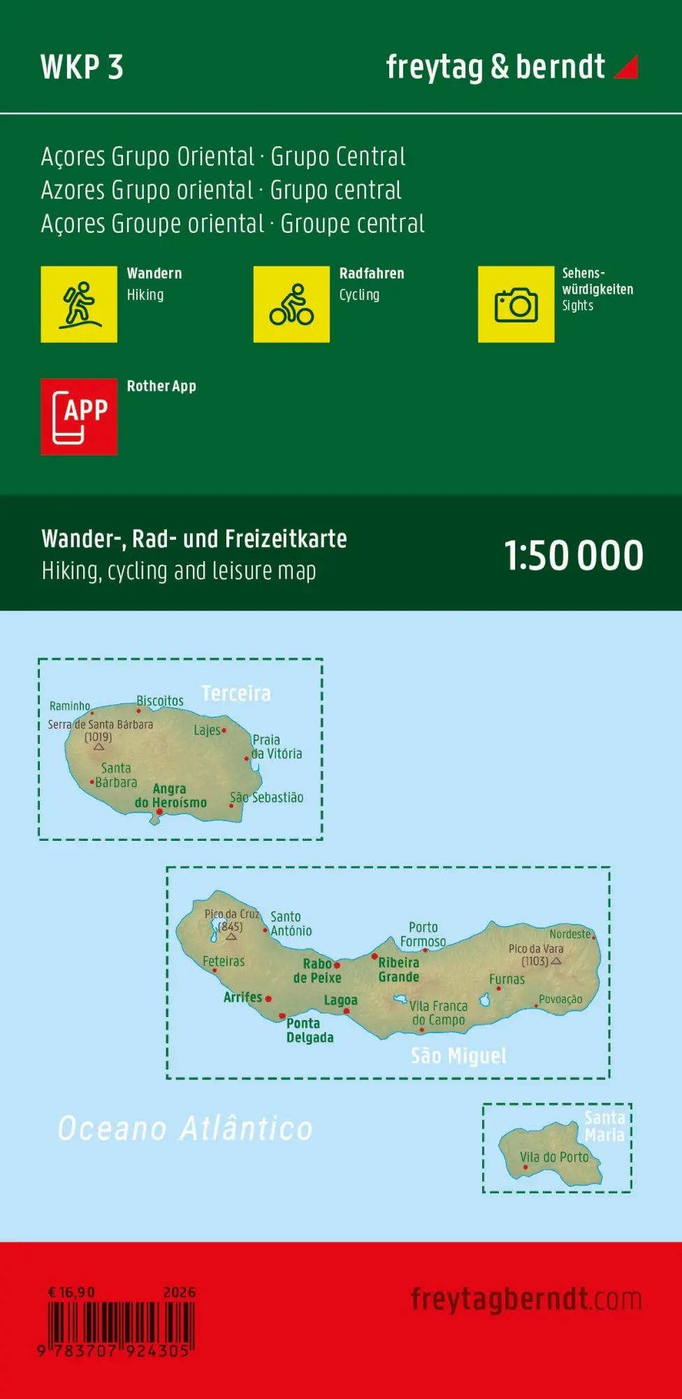 Bild: 9783707924305 | Azoren, Wander-, Rad- und Freizeitkarte 1:50.000, freytag &amp; berndt