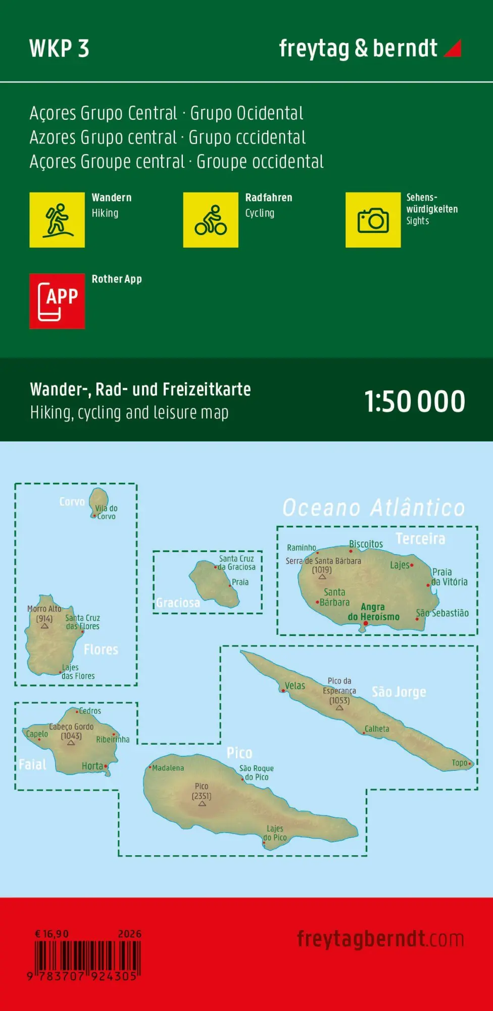 Bild: 9783707924305 | Azoren, Wander-, Rad- und Freizeitkarte 1:50.000, freytag &amp; berndt