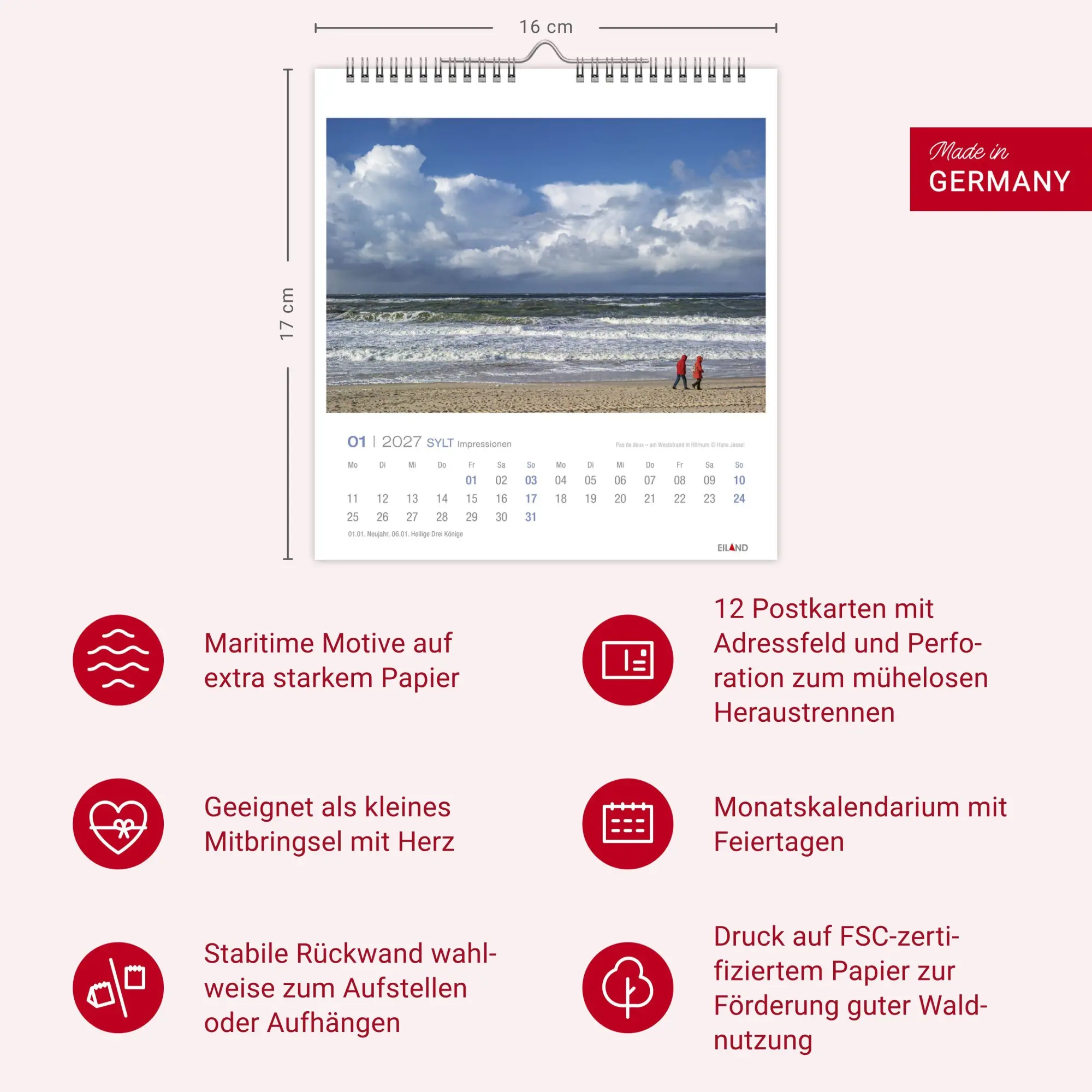 Bild: 9783964024305 | Sylt Impressionen Postkartenkalender 2027 | Hans Jessel | Kalender