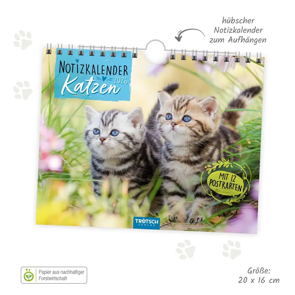 Bild: 9783988024305 | Trötsch Notizkalender Querformat Notizkalender Katzen 2026 mit 12...
