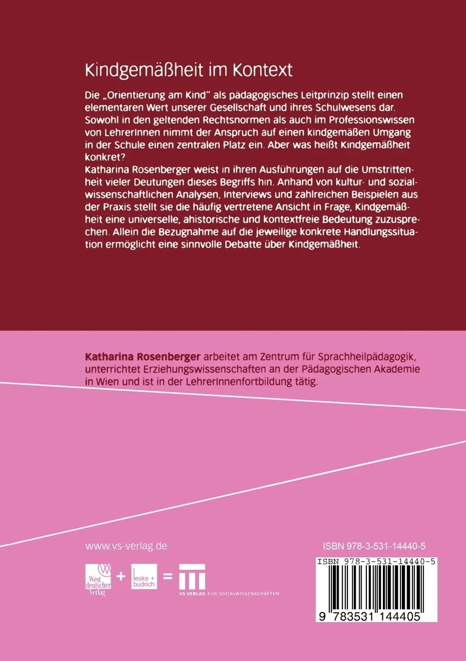 Rückseite: 9783531144405 | Kindgemäßheit im Kontext | Katharina Rosenberger | Taschenbuch | 2005