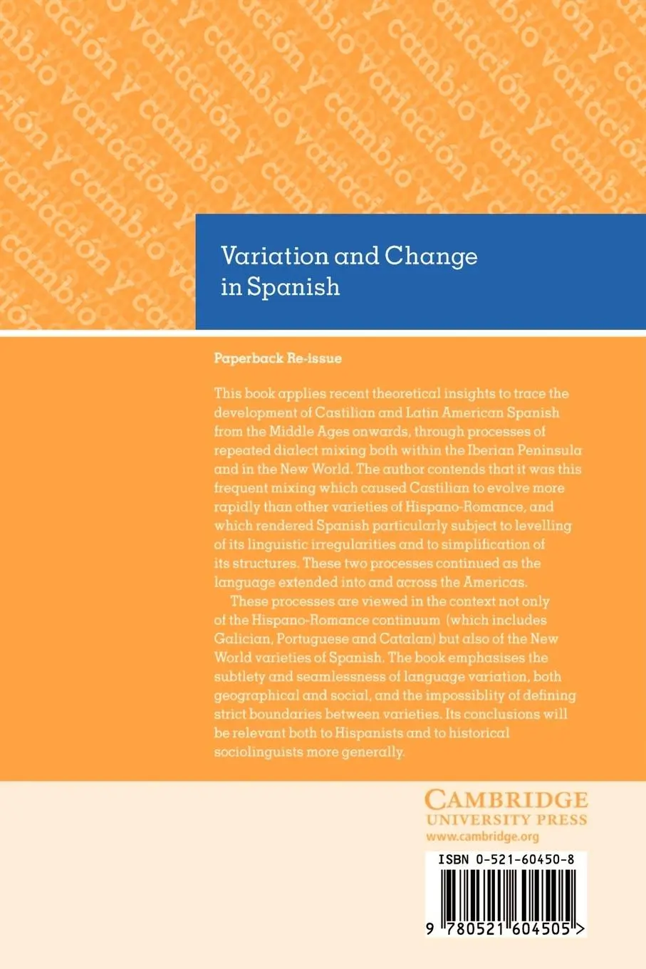 Rückseite: 9780521604505 | Variation and Change in Spanish | Ralph Penny | Taschenbuch | Englisch