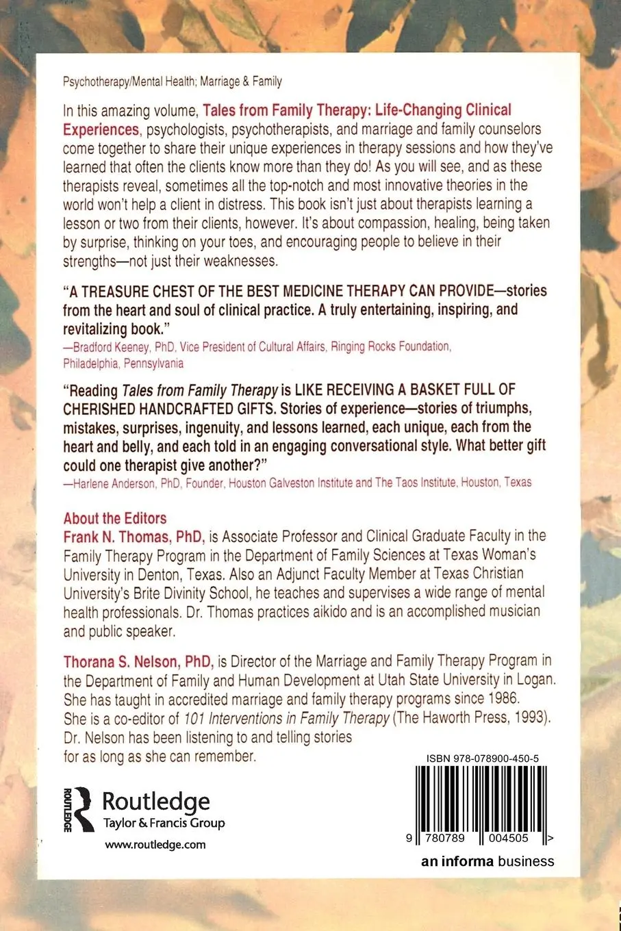 Rückseite: 9780789004505 | Tales from Family Therapy | Life-Changing Clinical Experiences | Buch