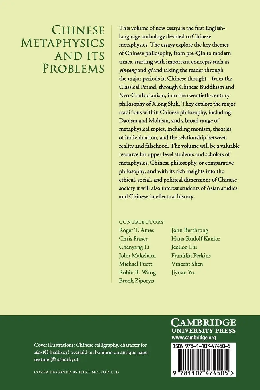Rückseite: 9781107474505 | Chinese Metaphysics and its Problems | Chenyang Li (u. a.) | Buch
