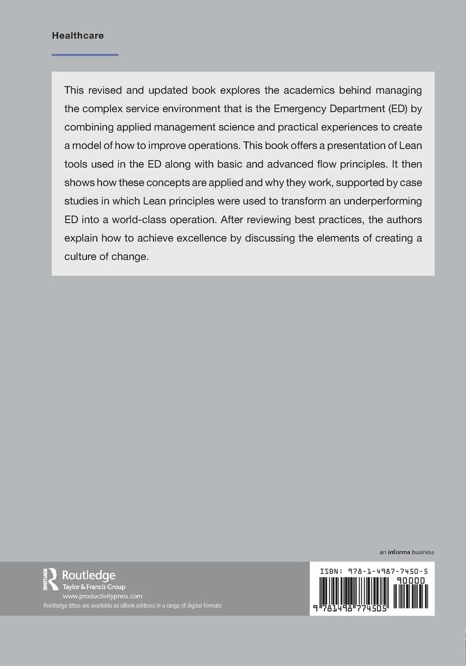 Rückseite: 9781498774505 | The Definitive Guide to Emergency Department Operational Improvement