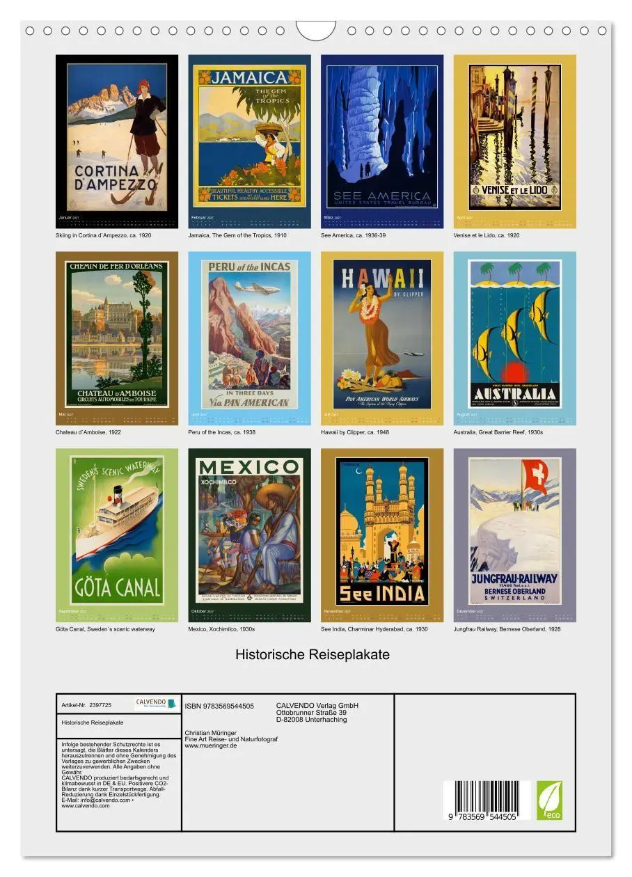 Bild: 9783569544505 | Historische Reiseplakate (Wandkalender 2027 DIN A3 hoch), CALVENDO...