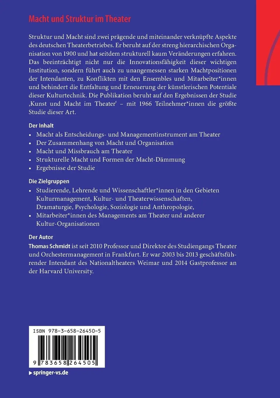 Rückseite: 9783658264505 | Macht und Struktur im Theater | Asymmetrien der Macht | Thomas Schmidt