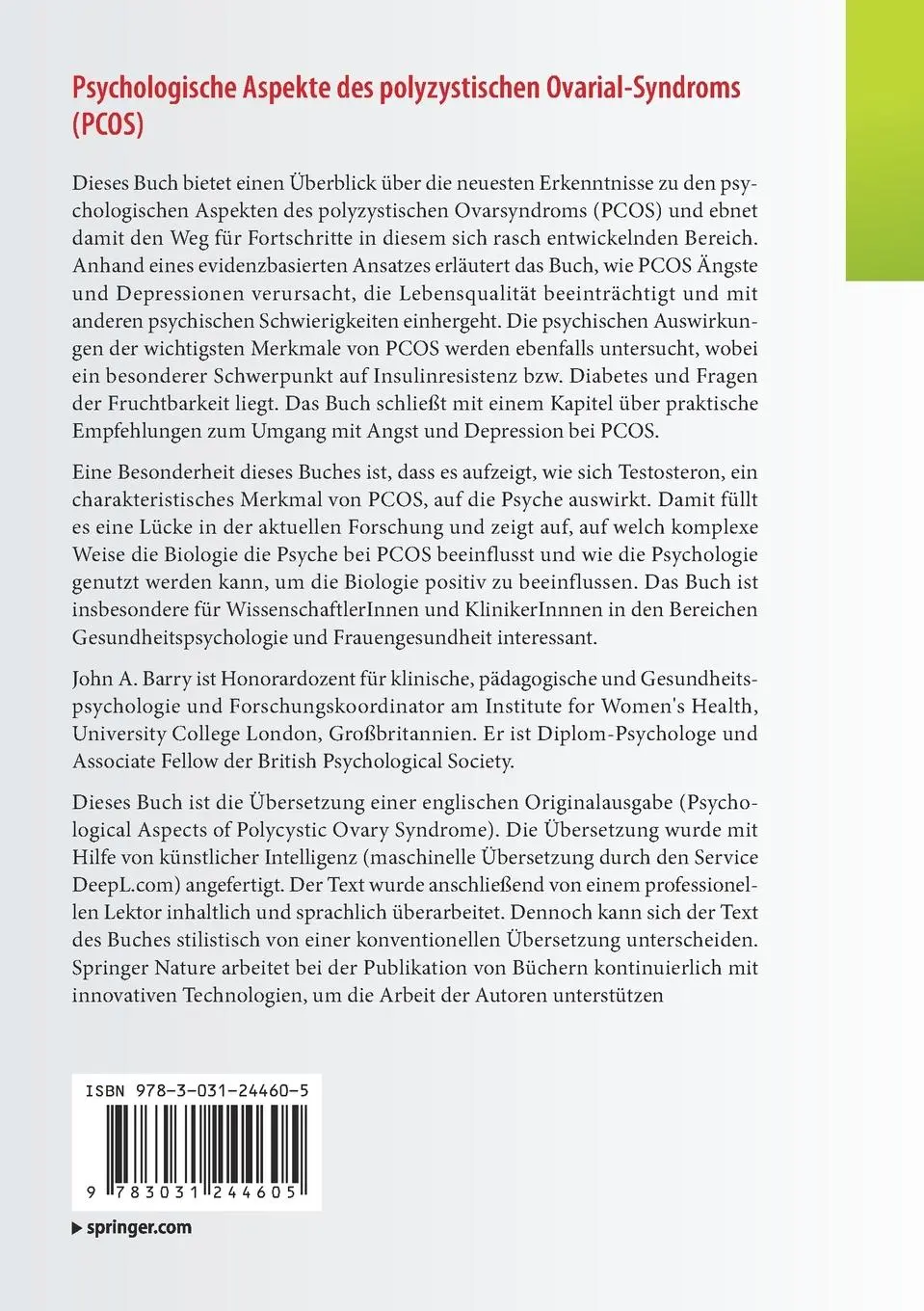 Rückseite: 9783031244605 | Psychologische Aspekte des polyzystischen Ovarial-Syndroms (PCOS) | xx