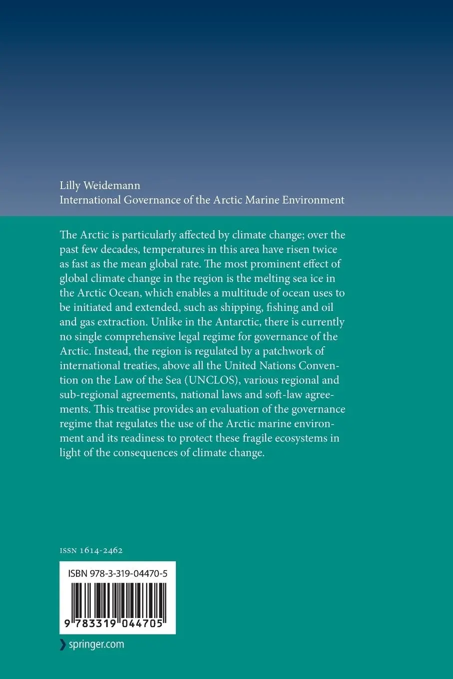 Rückseite: 9783319044705 | International Governance of the Arctic Marine Environment | Weidemann