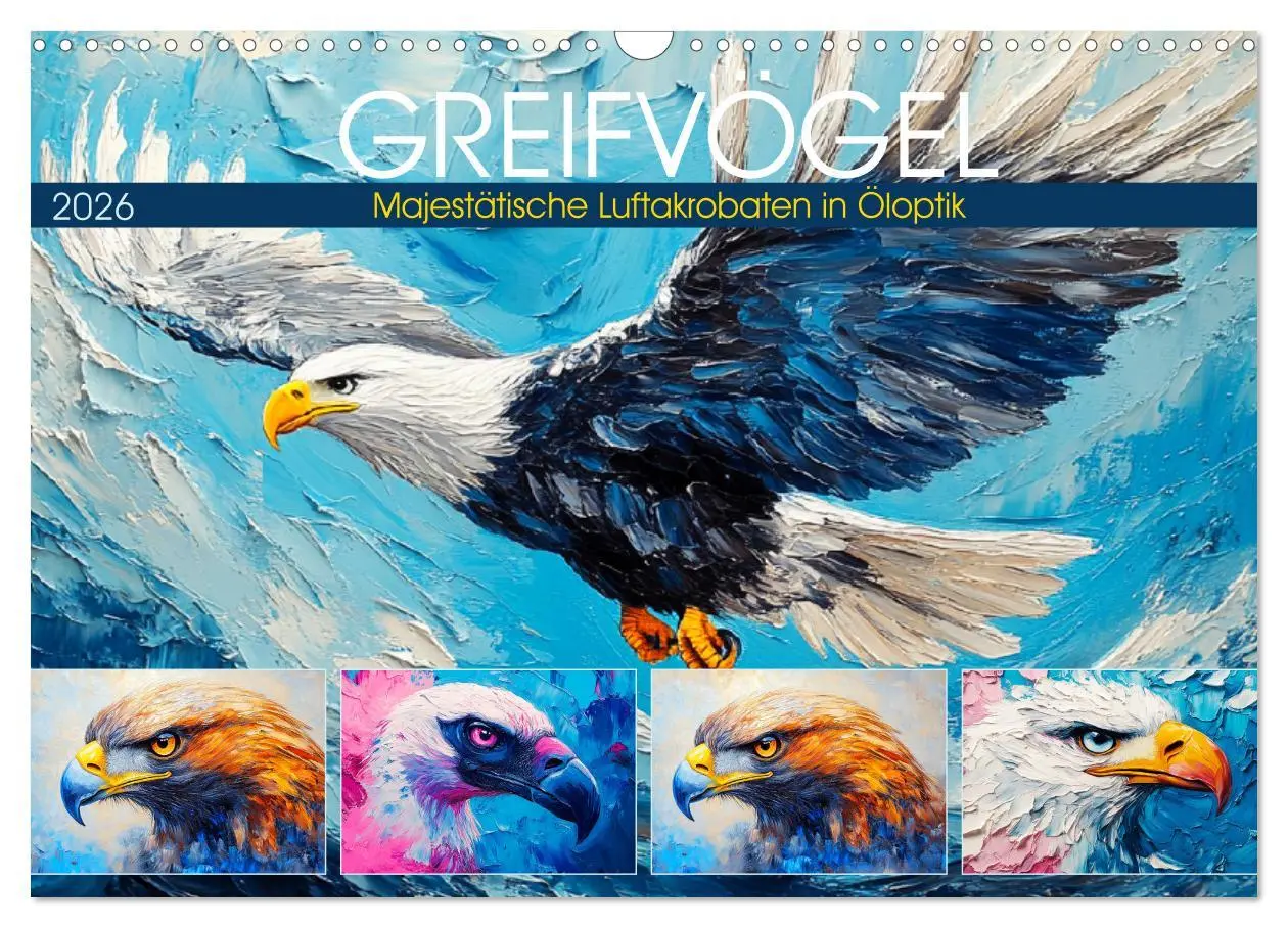 Cover: 9783457344705 | Greifvögel. Majestätische Luftakrobaten in Öloptik (Wandkalender...