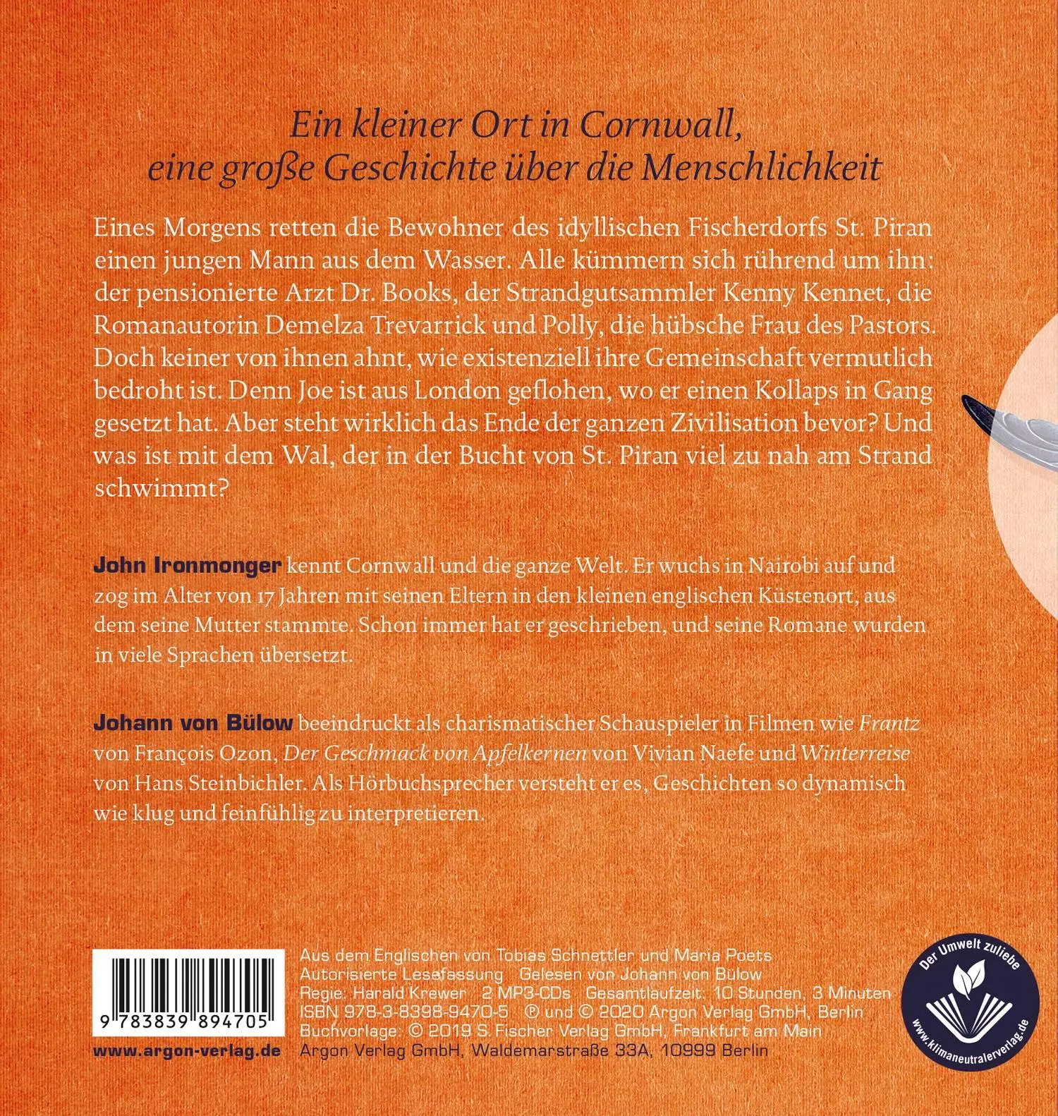 Rückseite: 9783839894705 | Der Wal und das Ende der Welt | John Ironmonger | MP3 | Deutsch | 2020