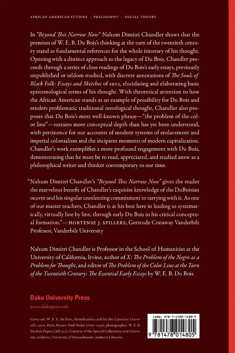 Rückseite: 9781478014805 | "Beyond This Narrow Now" | Or, Delimitations, of W. E. B. Du Bois