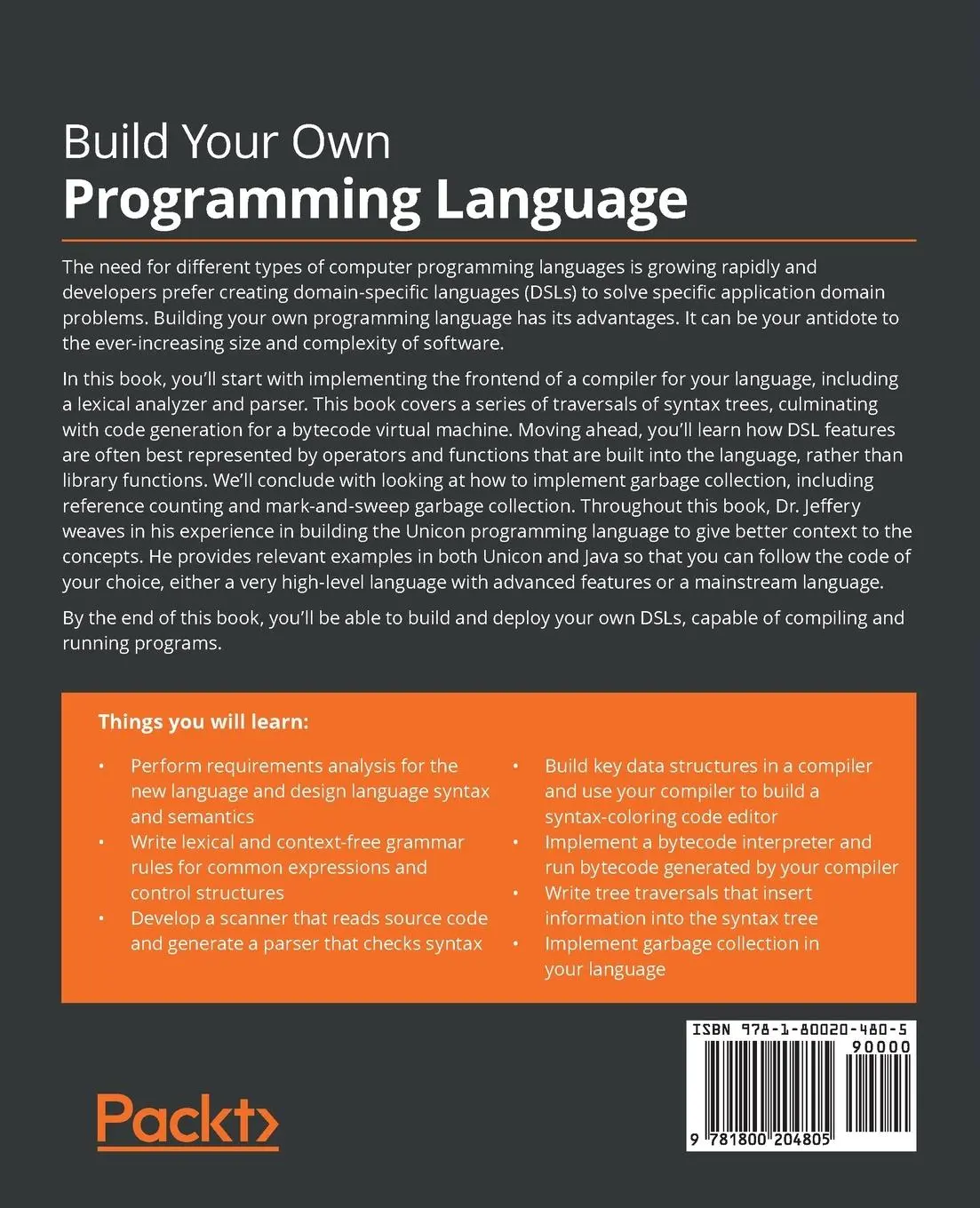 Rückseite: 9781800204805 | Build Your Own Programming Language | Clinton L. Jeffery | Taschenbuch