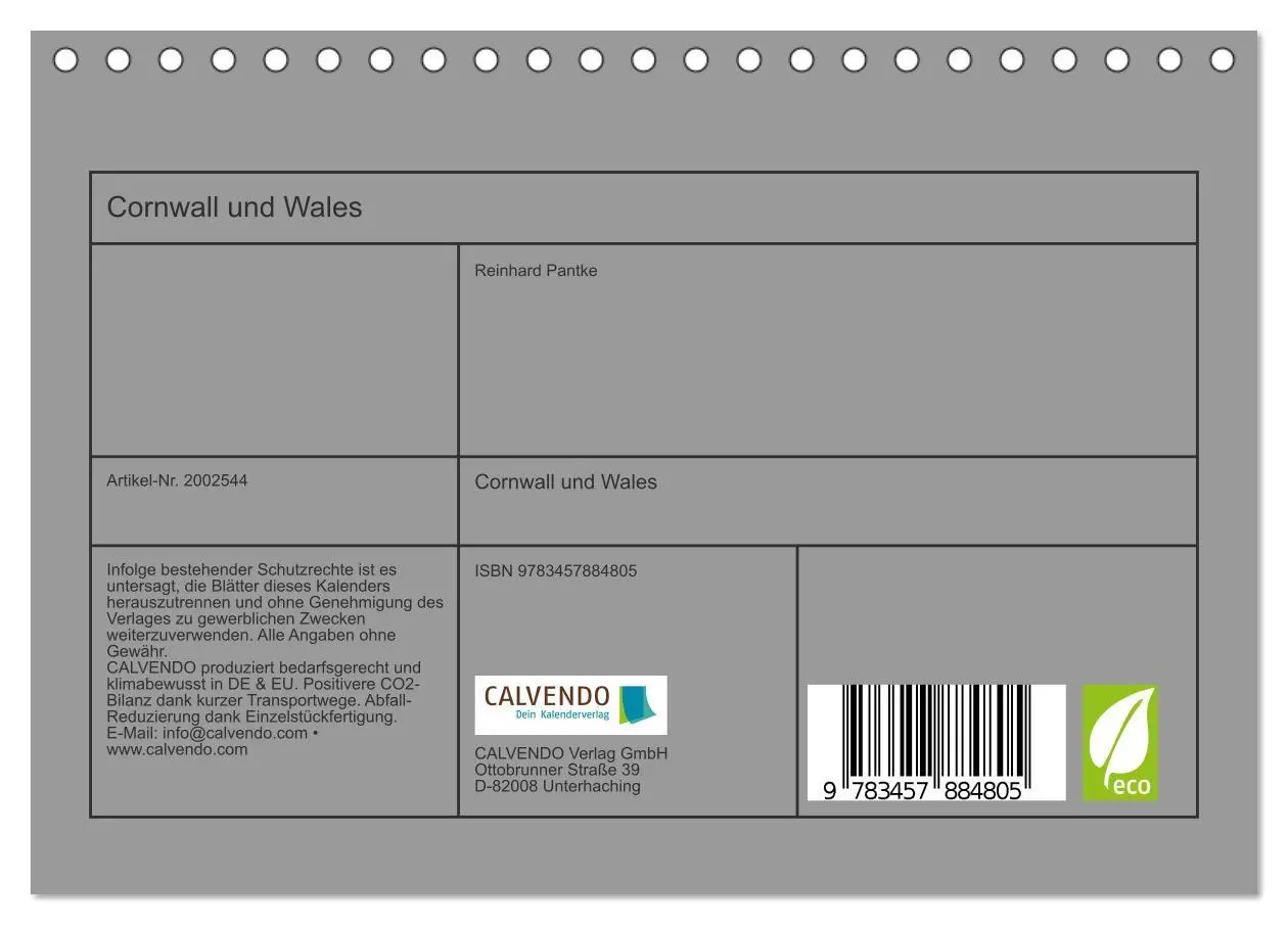 Bild: 9783457884805 | Cornwall und Wales (Tischkalender 2026 DIN A5 quer), CALVENDO...