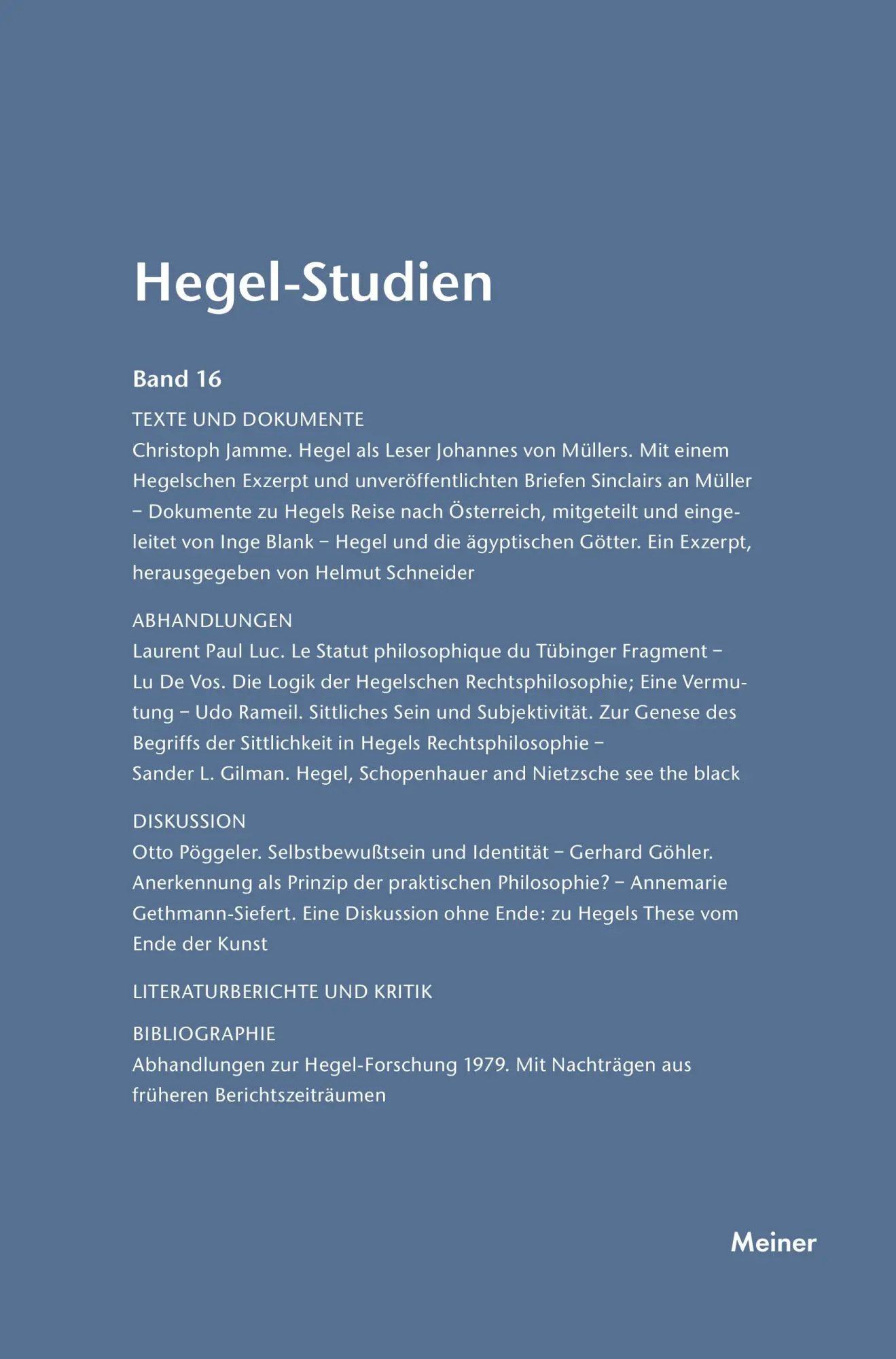 Hegel-Studien / Hegel-Studien Band 16 (1981)