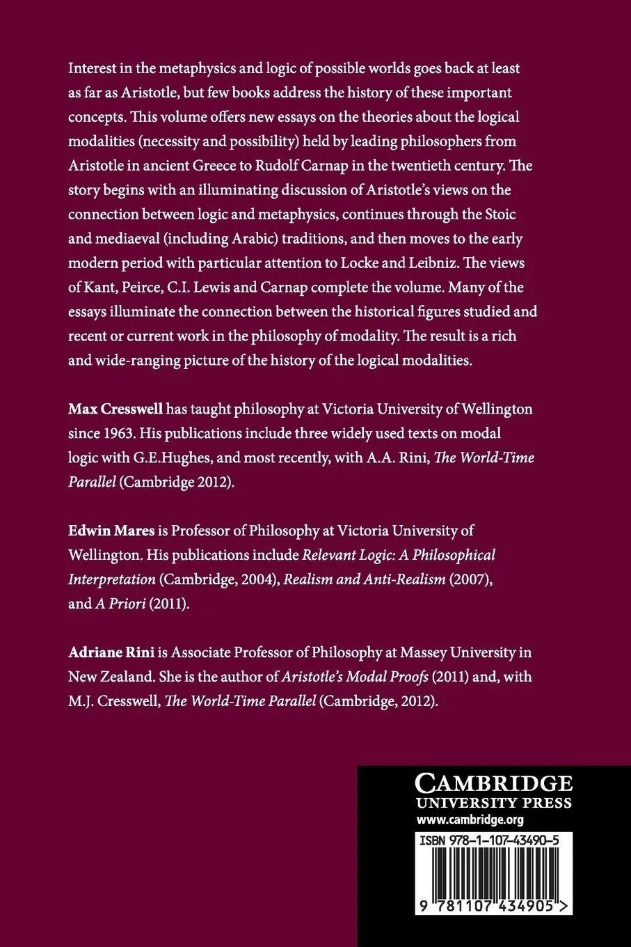 Rückseite: 9781107434905 | Logical Modalities from Aristotle to Carnap | Max Cresswell (u. a.)