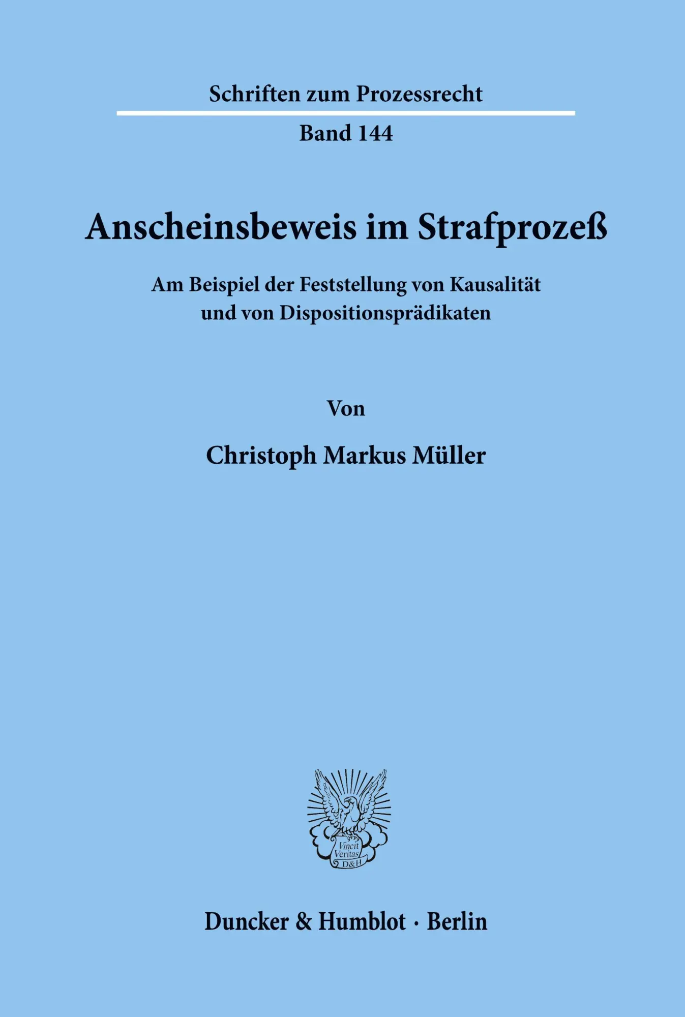 Cover: 9783428094905 | Anscheinsbeweis im Strafprozeß | Christoph Markus Müller | Taschenbuch
