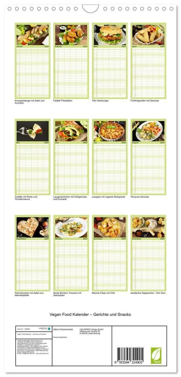 Bild: 9783594324905 | Familienplaner 2027 - Vegan Food Kalender - Gerichte und Snacks mit...