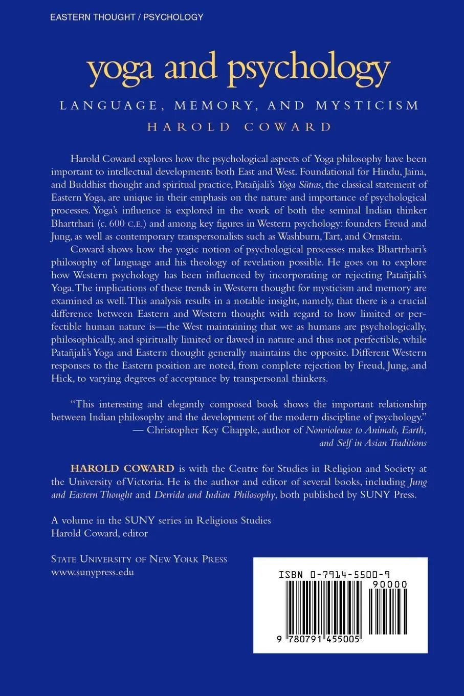 Rückseite: 9780791455005 | Yoga and Psychology | Language, Memory, and Mysticism | Harold Coward