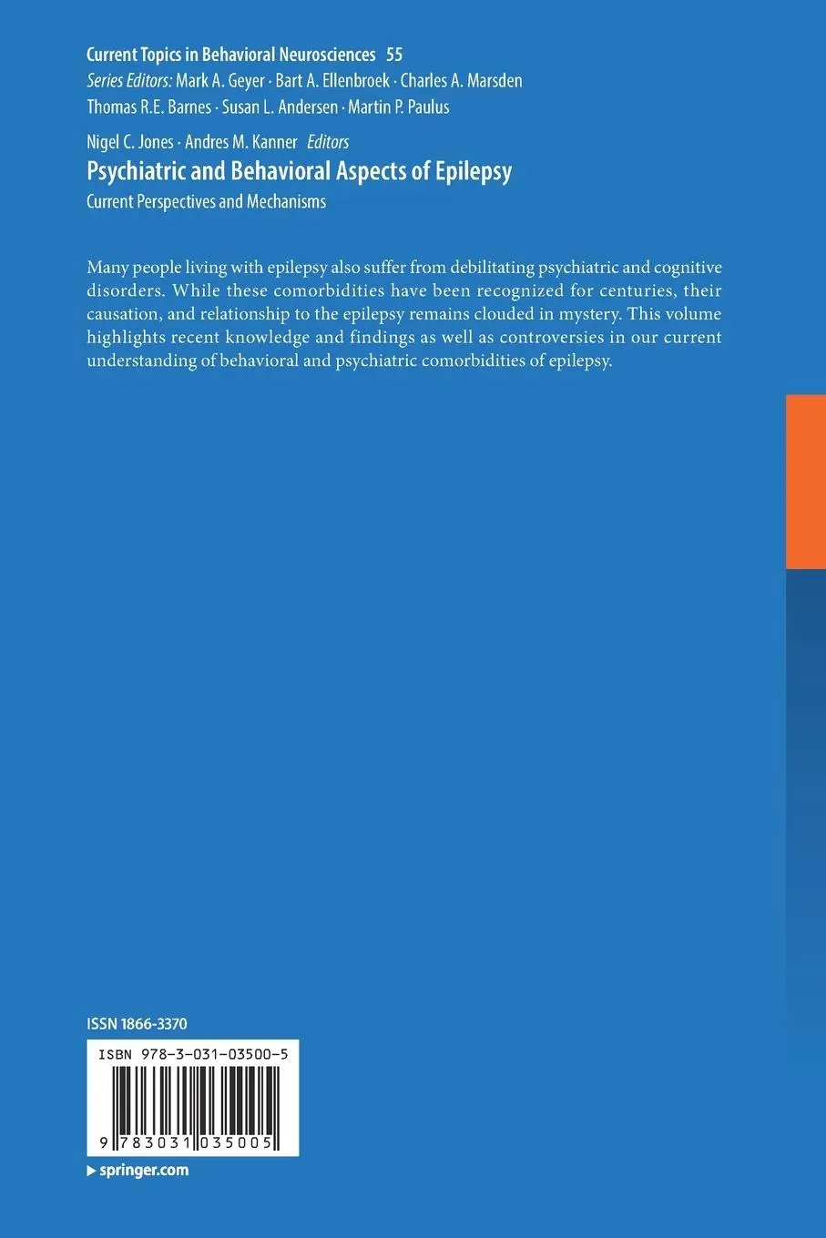 Rückseite: 9783031035005 | Psychiatric and Behavioral Aspects of Epilepsy | Kanner (u. a.) | Buch