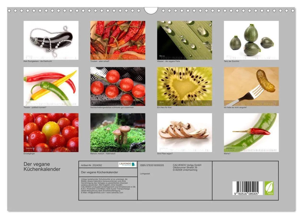 Bild: 9783516095005 | Der vegane Küchenkalender (Wandkalender 2026 DIN A3 quer), CALVENDO...