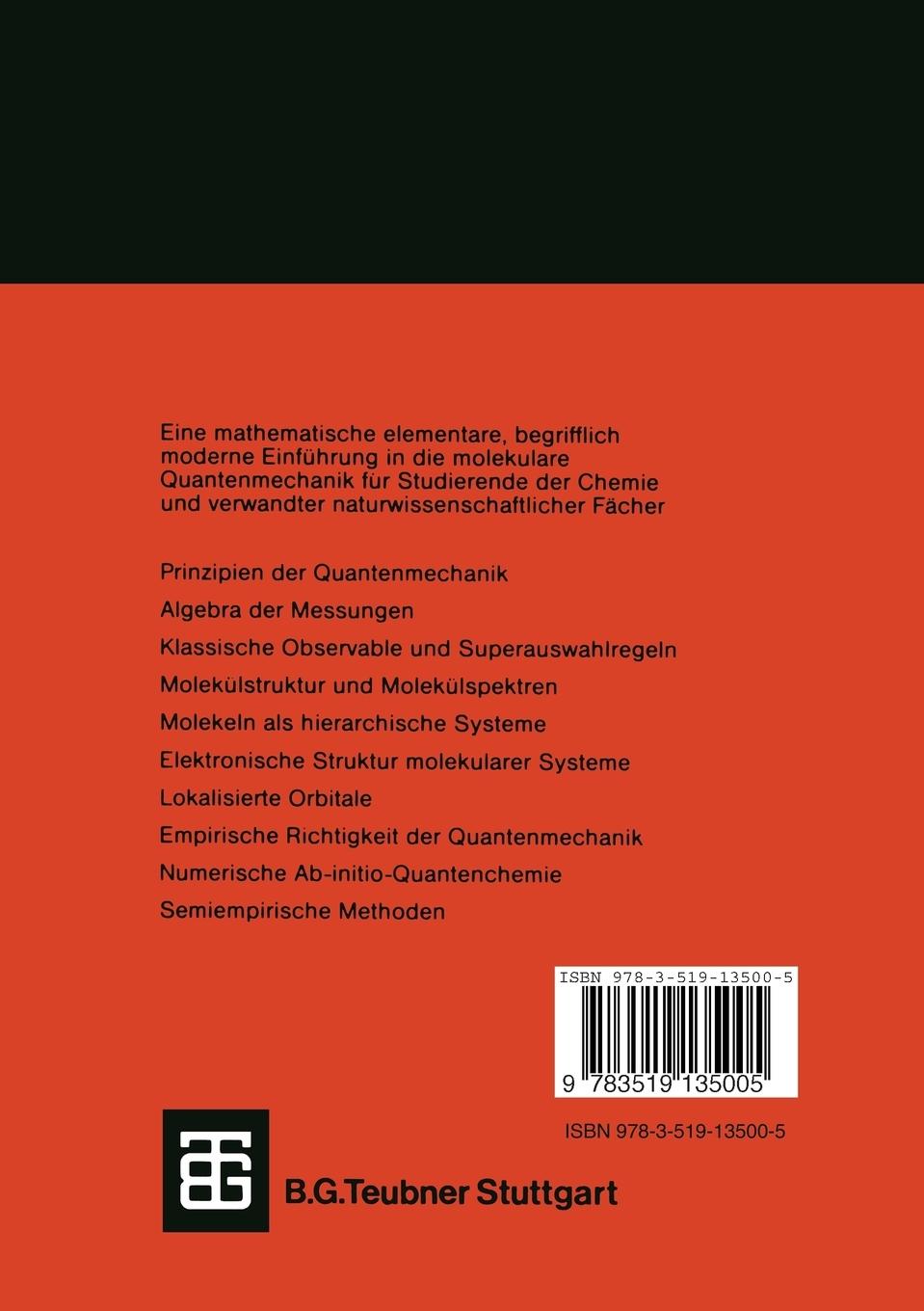 Rückseite: 9783519135005 | Elementare Quantenchemie | Ulrich Müller-Herold (u. a.) | Taschenbuch