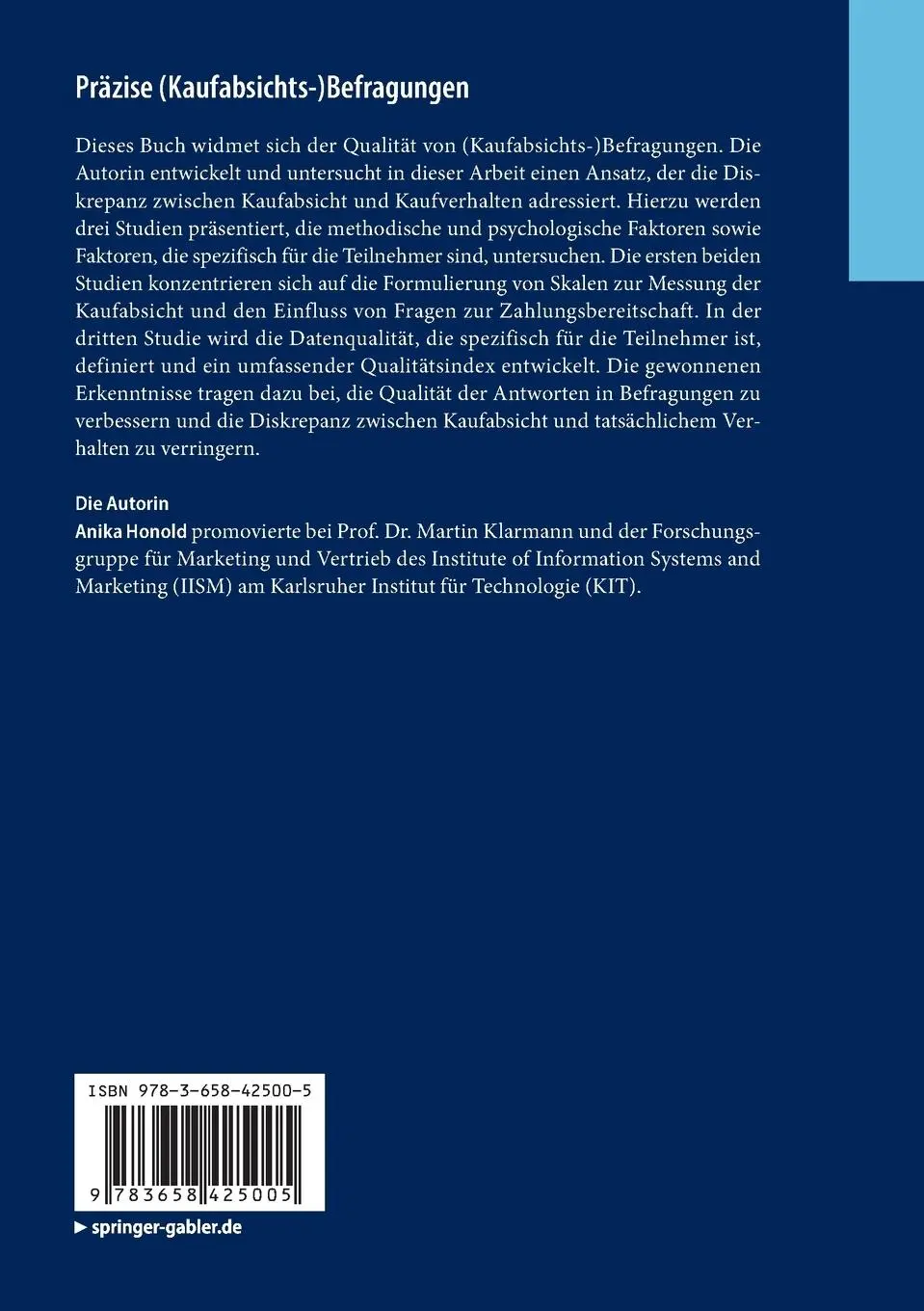 Rückseite: 9783658425005 | Präzise (Kaufabsichts-)Befragungen | Anika Honold | Taschenbuch | xvii