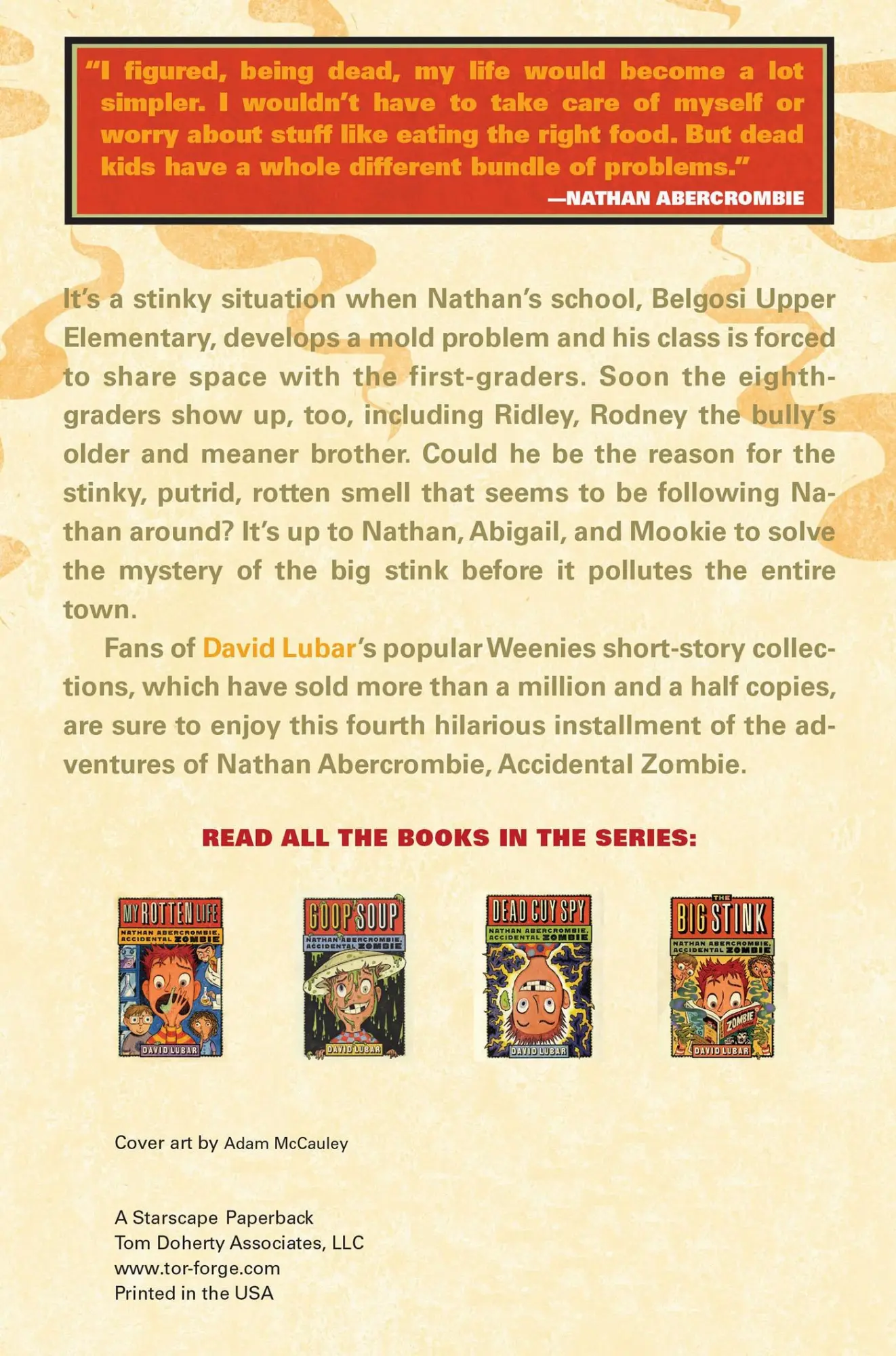 Rückseite: 9780765325105 | Big Stink | David Lubar | Taschenbuch | 176 S. | Englisch | 2010