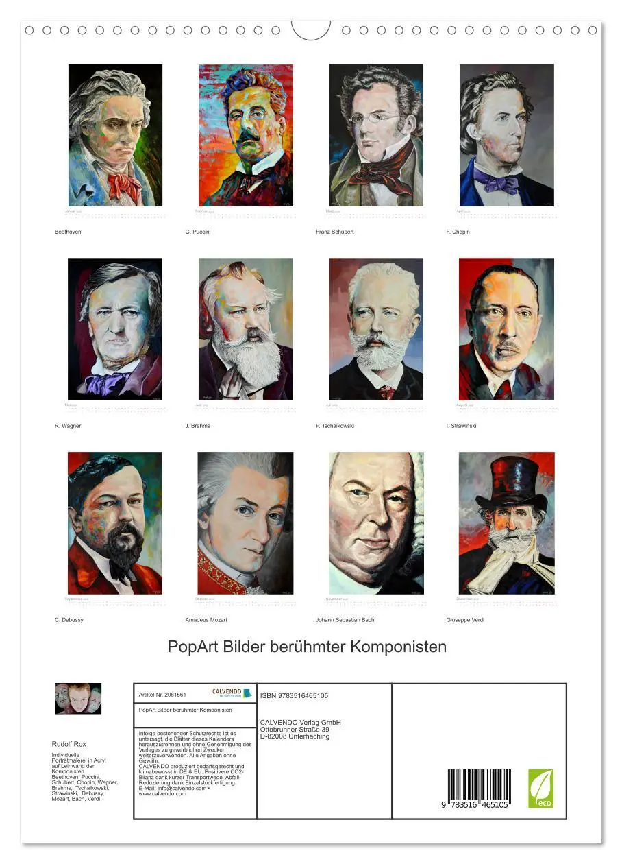 Bild: 9783516465105 | PopArt Bilder berühmter Komponisten (Wandkalender 2026 DIN A3...