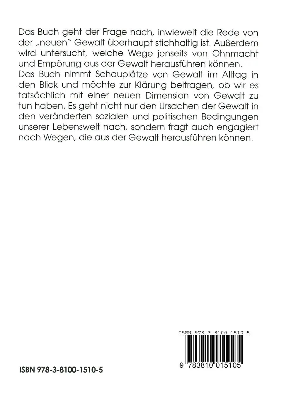 Rückseite: 9783810015105 | Die ganz alltägliche Gewalt | Eine interdisziplinäre Annäherung | Buch