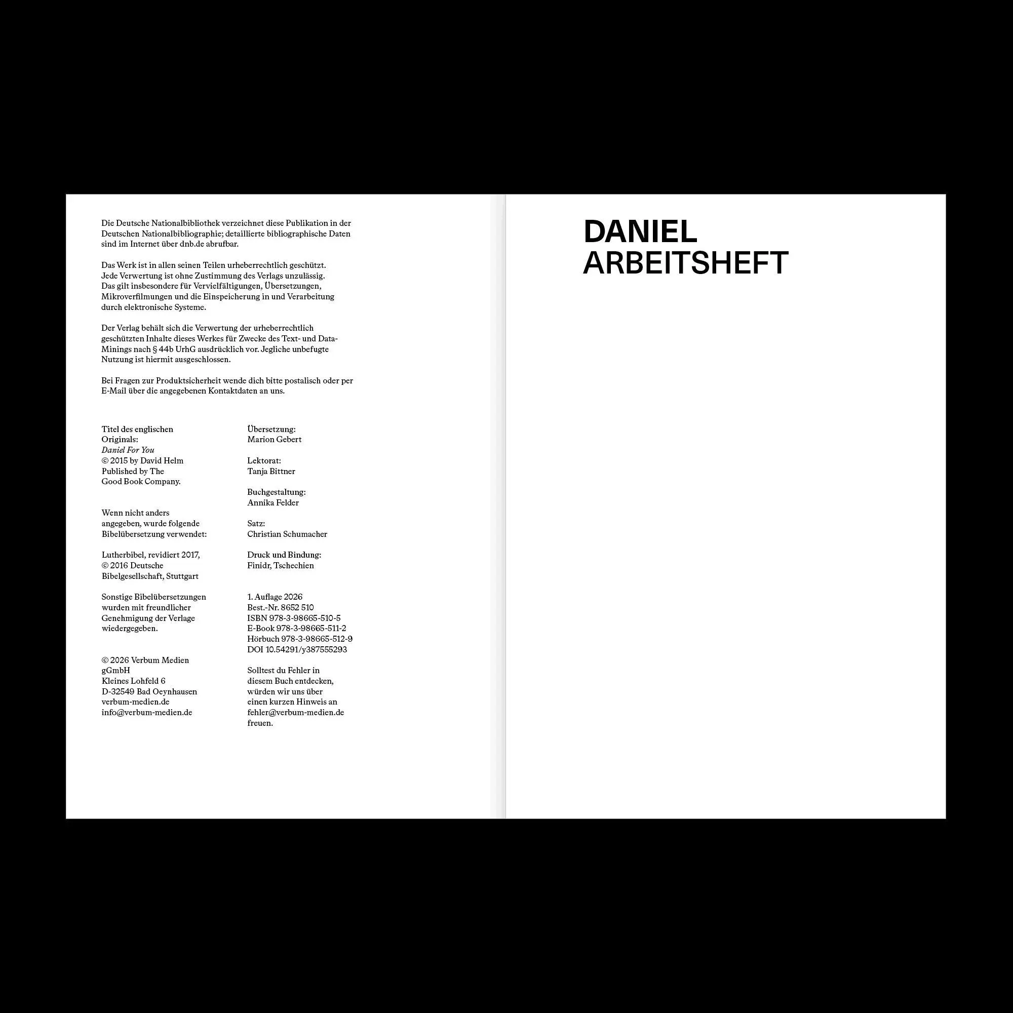 Bild: 9783986655105 | Daniel Arbeitsheft (Die Bibel erklärt) | David Helm | Taschenbuch