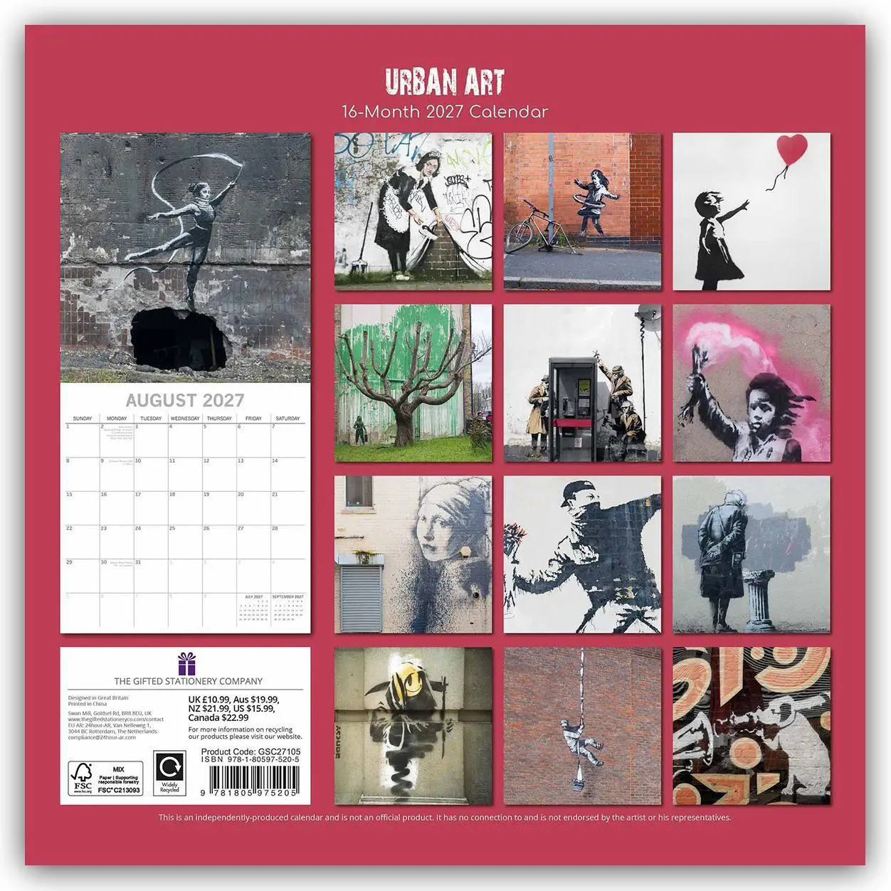 Rückseite: 9781805975205 | Urban Art - Banksy 2027 - 16-Monatskalender | Ltd | Kalender | 28 S.