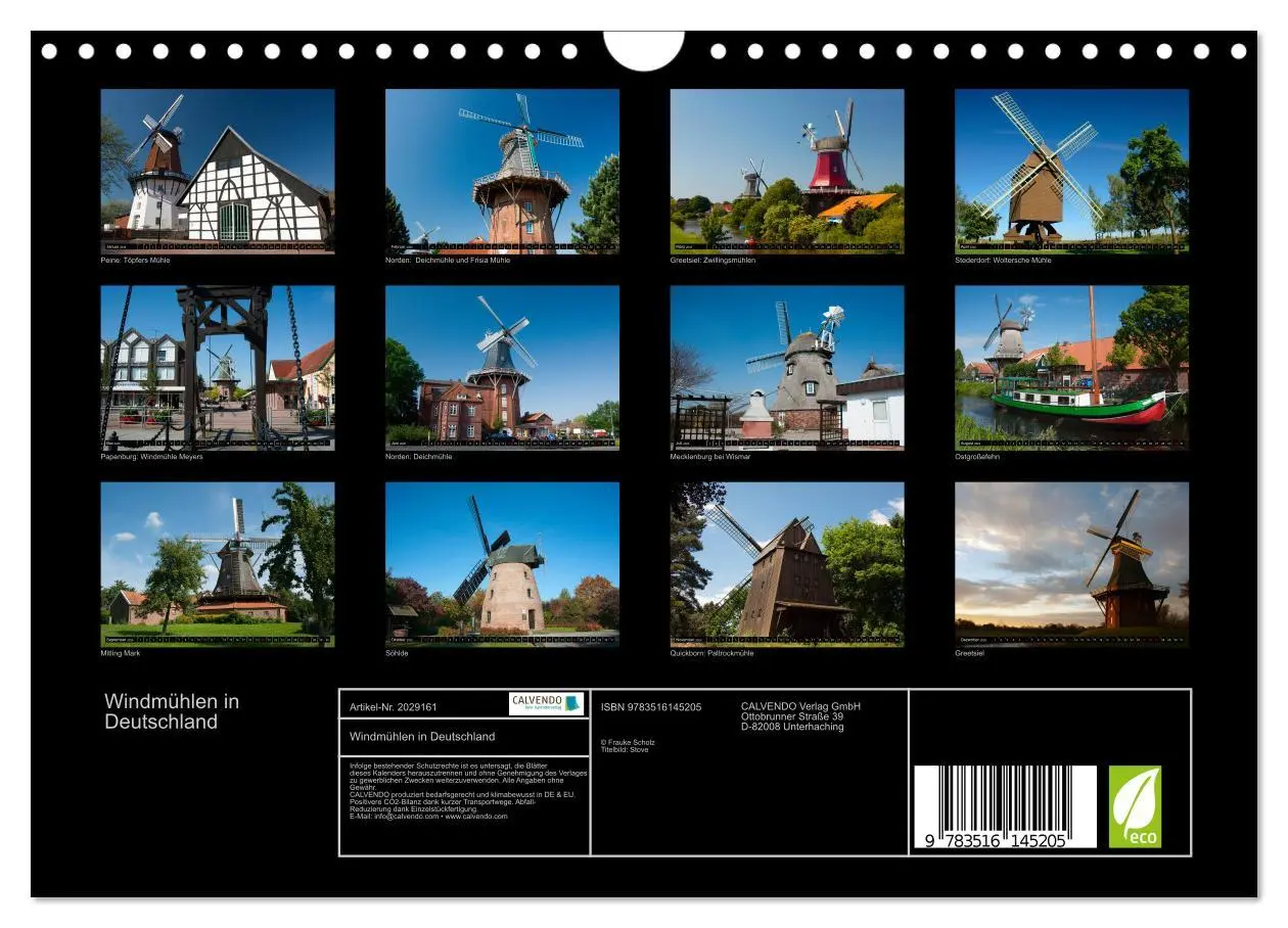 Bild: 9783516145205 | Windmühlen in Deutschland (Wandkalender 2026 DIN A4 quer), CALVENDO...