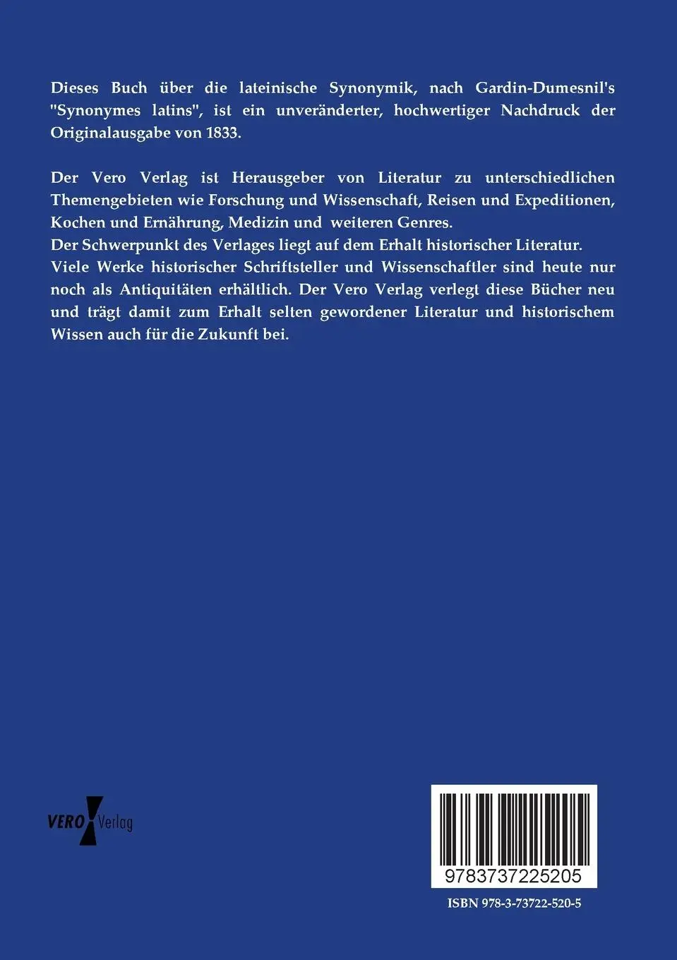 Rückseite: 9783737225205 | Lateinische Synonymik | Zweiter Teil | Ludwig Ramshorn | Taschenbuch