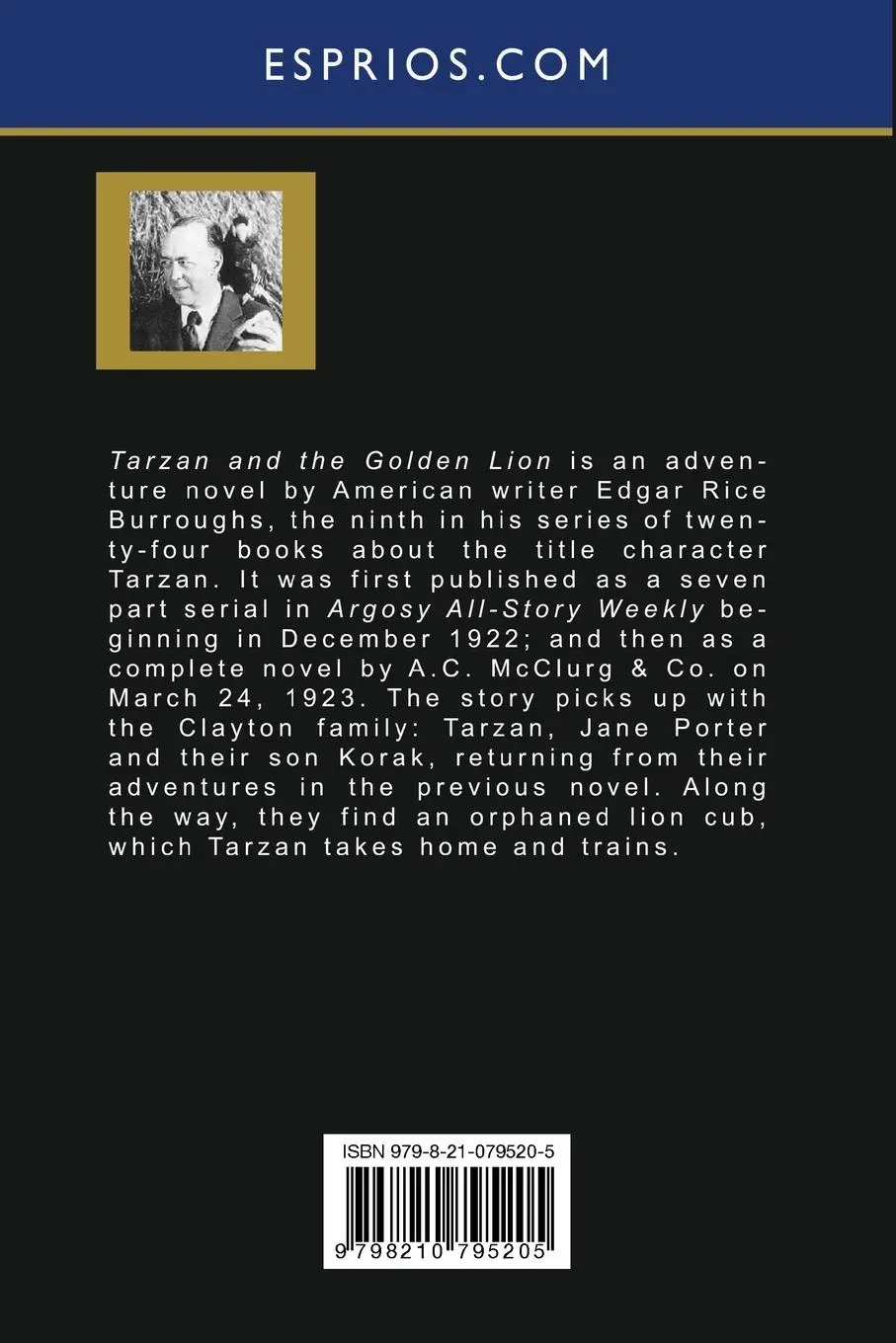 Rückseite: 9798210795205 | Tarzan and the Golden Lion (Esprios Classics) | Edgar Rice Burroughs