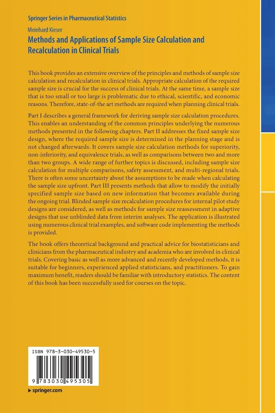 Rückseite: 9783030495305 | Methods and Applications of Sample Size Calculation and...