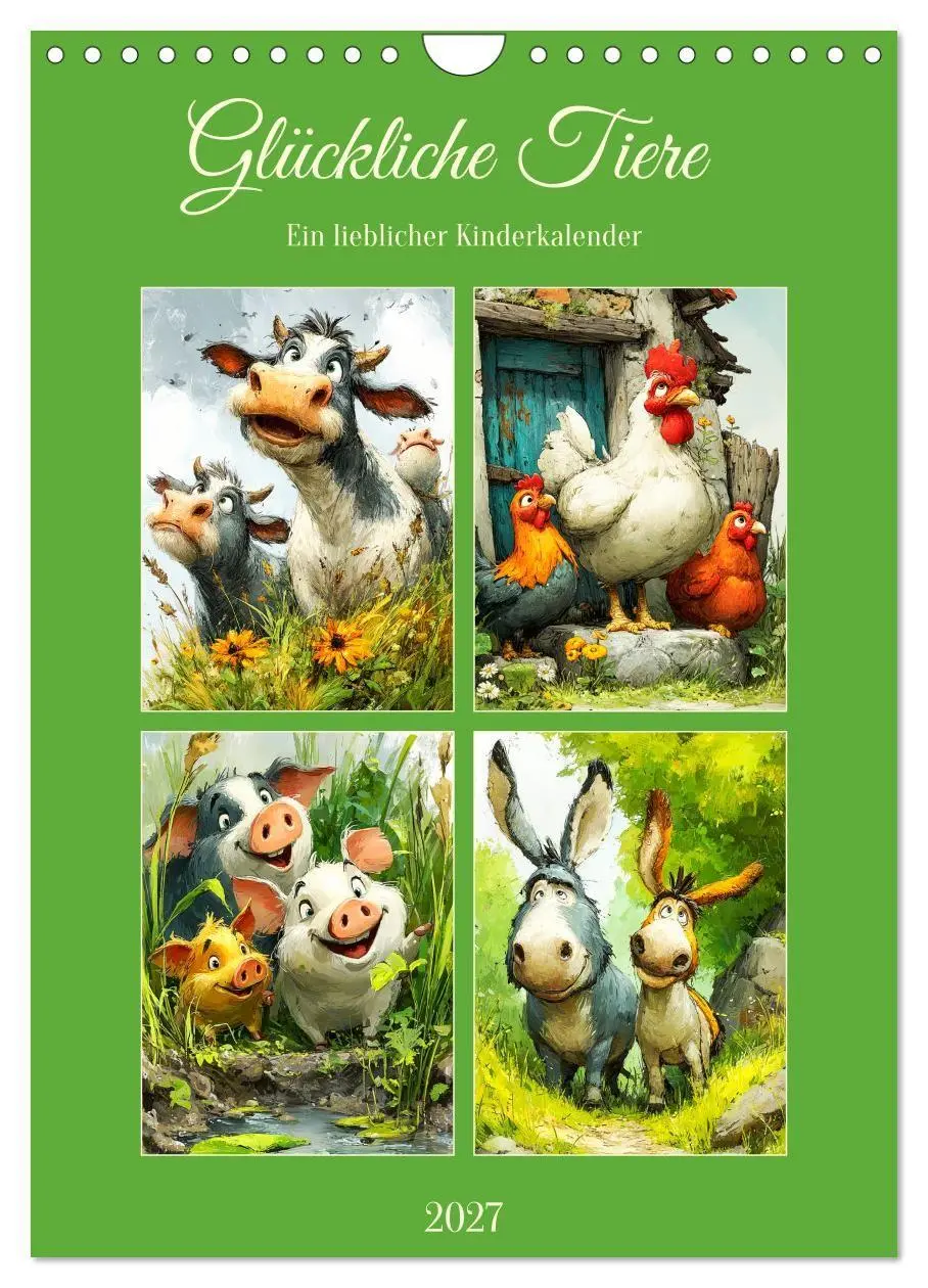 Cover: 9783516825305 | Glückliche Tiere. Ein lieblicher Kinderkalender (Wandkalender 2027...